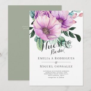 Invitación Boda Española Flor de Crecimiento Morado Rústico N