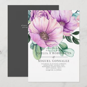 Invitación Boda Española Flor de Crecimiento Morado Rústico N