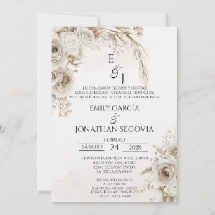 Invitación Boda española floral pampas boho