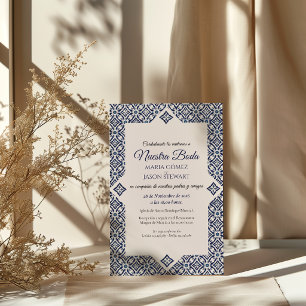 Invitación Boda española formal elegante de Talavera blanca n