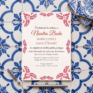 Invitación Boda española minimalista floral de Talavera naran