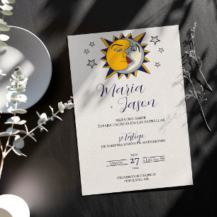 Invitación Boda española mística celestial de sol luna estrel