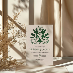 Invitación Boda Española Moderna Minimalista Elegante Verde