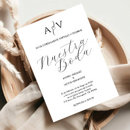 Invitación Boda española Nuestra Boda Monograma Minimalista