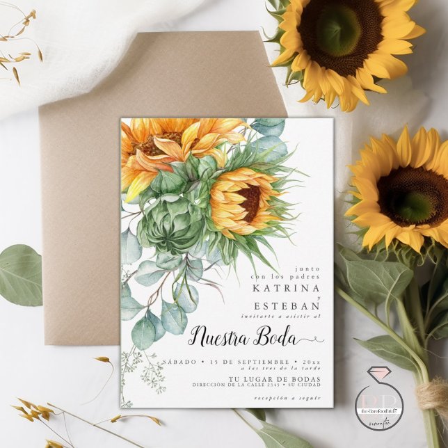 Invitación Boda española Rara de girasoles (Subido por el creador)