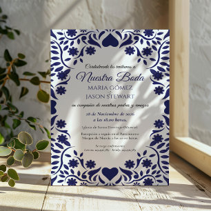 Invitación Boda Española Romántica y Elegante con Flores en A