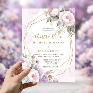 Invitación Boda Española Rosa Geométrica Nuestra Boda