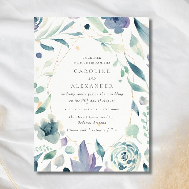 Invitación Boda Especkletone floral acuarela (Watercolor Floral Speckletone Wedding Invitation)
