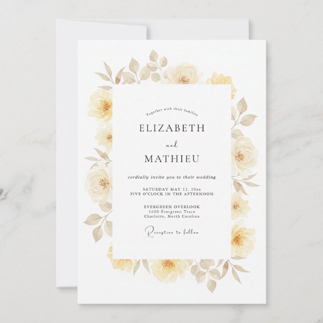 Invitación Boda espléndida de primavera en marfil (Anverso)