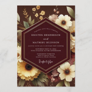 Invitación Boda Espresso Gilded Bloom