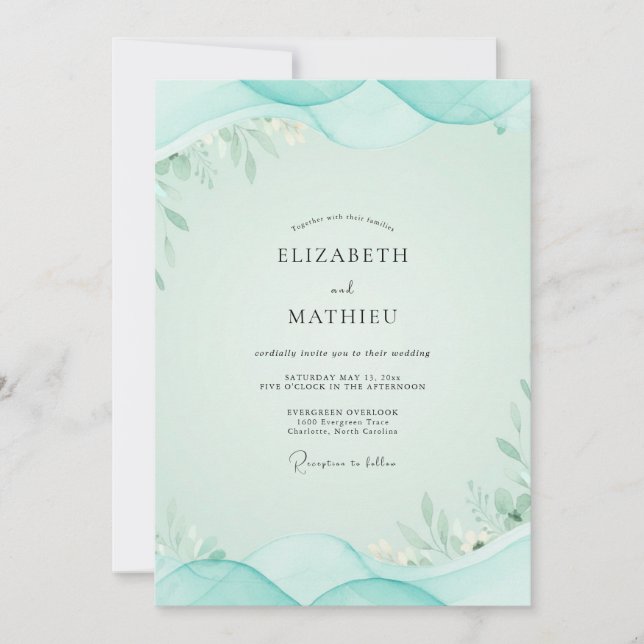 Invitación Boda Espuma de Mar Eucalipto (Anverso)