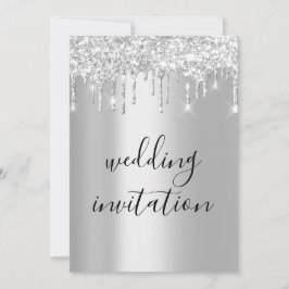 Invitación Boda espumoso de rayas gris color blanco negro