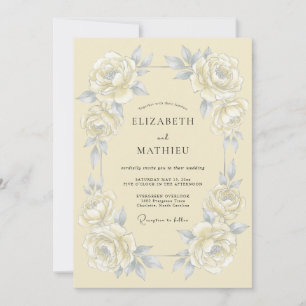 Invitación Boda Estética Floral Crema