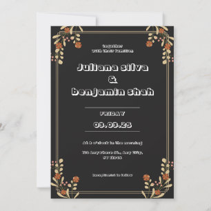 Invitación Boda estético de Naranja rojo y suave muy oscuro