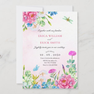 Invitación Boda estético floral de acuarela