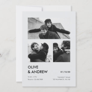 Invitación Boda estético moderno de collage de fotos