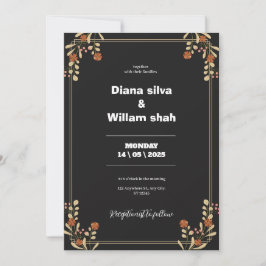 Invitación Boda estético Naranja muy oscuro y rojo suave en