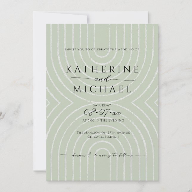Invitación Boda estético verde oliva (Anverso)