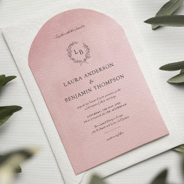 Invitación Boda estilo arco elegante de terciopelo rosa Rubor