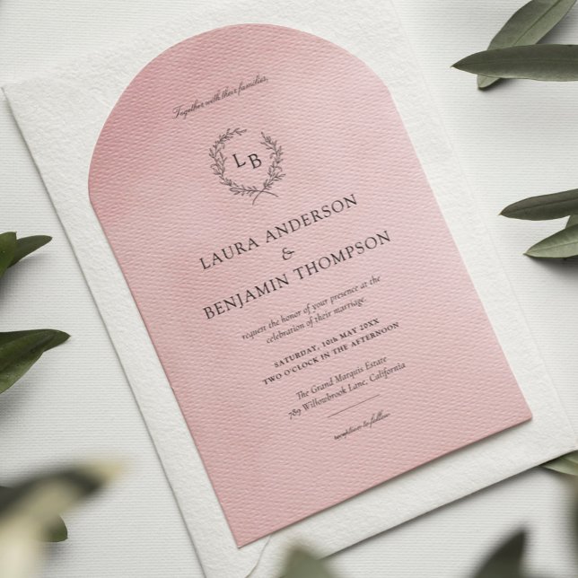 Invitación Boda estilo arco elegante de terciopelo rosa Rubor (Subido por el creador)