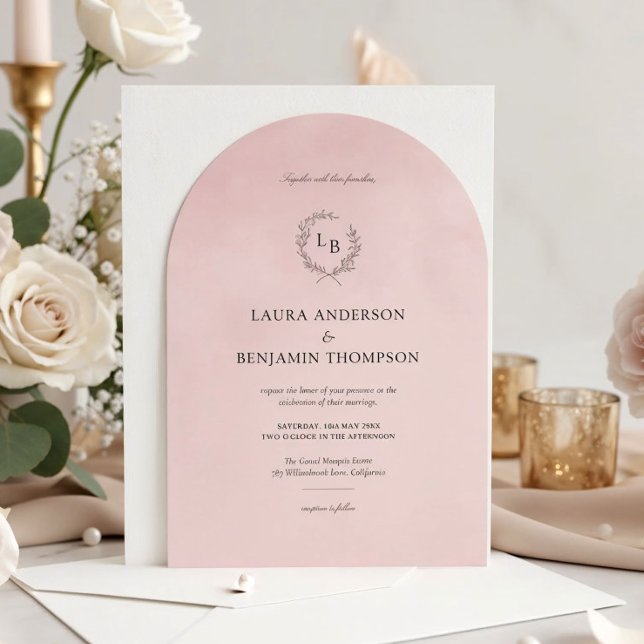 Invitación Boda estilo arco elegante de terciopelo rosa Rubor (Subido por el creador)
