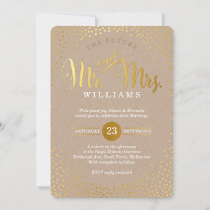 Invitación BODA ESTILO MODERNO mini-caja de confetti de oro