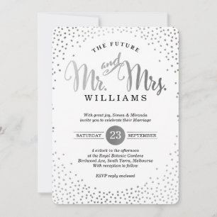 Invitación BODA ESTILO MODERNO mini confetti de plata negro