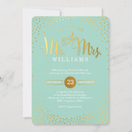 Invitación BODA ESTILO MODERNO mini oro menta de confetti