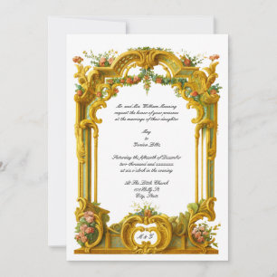 Invitación Boda Estilo Rococó Barroco Francés con Borde de Co