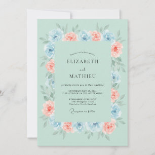 Invitación Boda Estival Etérea Verde Menta