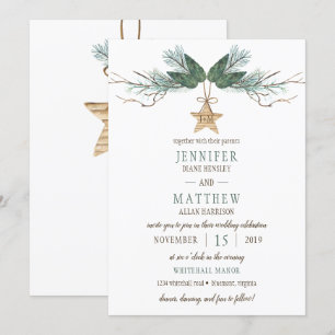 Invitación Boda Estrella de Cones de Pino de Invierno