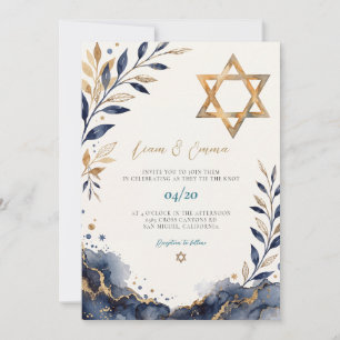Invitación Boda Estrella de David judía israelí azul
