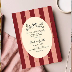 Invitación Boda Estrella de Oro Rojo-Rosa