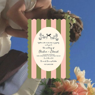 Invitación Boda Estrella de Rayas Verdes 