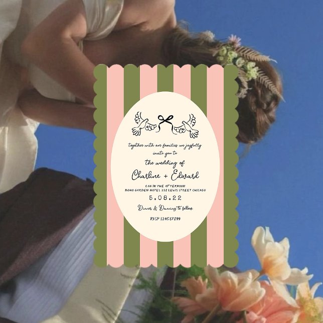 Invitación Boda Estrella de Rayas Verdes  (Subido por el creador)
