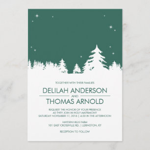 Invitación Boda estrellada del verde esmeralda de las noches