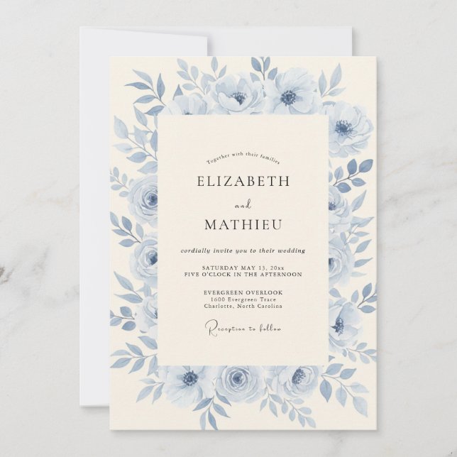 Invitación Boda Etérea Azur Icy (Anverso)