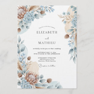 Invitación Boda Etérea Botánica Azul