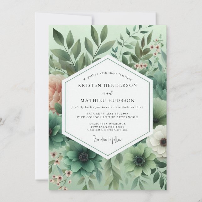 Invitación Boda Etérea Botánica Salvia (Anverso)
