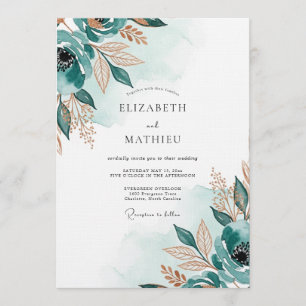 Invitación Boda Etérea Botánica Verde Azulado