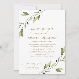 Invitación Boda Etérea Cuento de Hadas Verde Dorado Vides