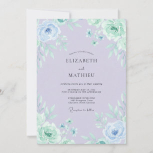 Invitación Boda Etérea de Acuarela con Lavanda y Menta