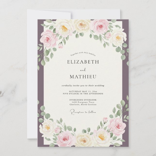 Invitación Boda Etérea de Ciruela de Primavera (Anverso)