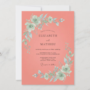 Invitación Boda Etérea de Coral en Primavera
