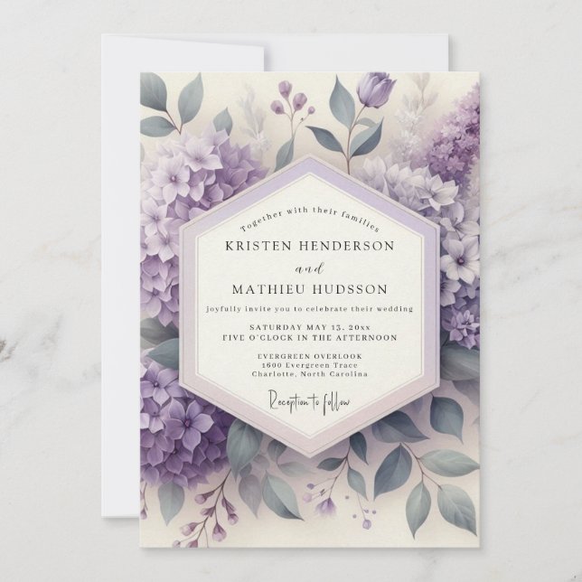Invitación Boda Etérea de Flor de Lavanda (Anverso)