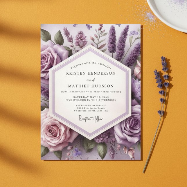 Invitación Boda Etérea de Flor de Lavanda (Subido por el creador)