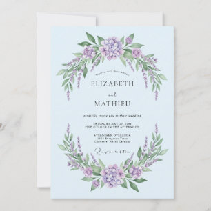 Invitación Boda Etérea de Lavanda Azul Polvo