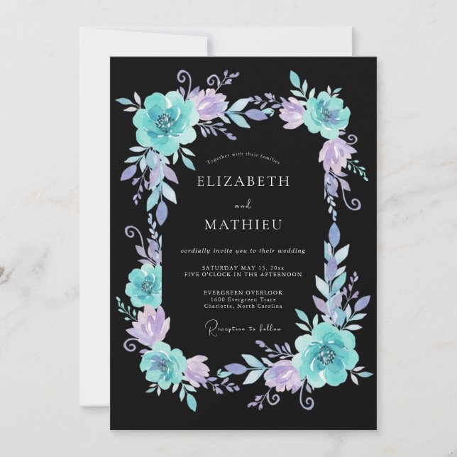 Invitación Boda Etérea de Lavanda Verde (Anverso)