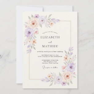 Invitación Boda Etérea de Lavanda y Melocotón en Primavera