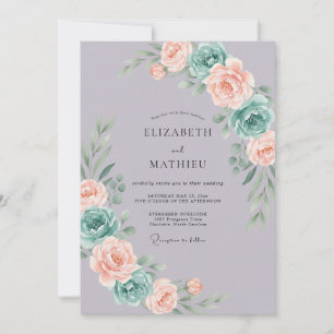 Invitación Boda Etérea de Lavanda y Verde Azul Claro en Prima
